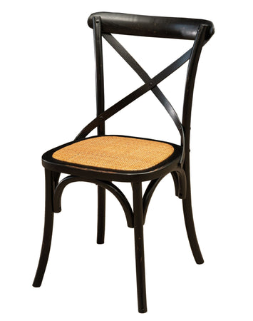 Biscottini Sedia Thonet in massello di frassino e seduta rattan finitura Nero anticato L48xPR52xH88 cm