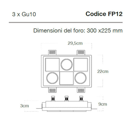 Faretto incasso Lampadari Bartalini IHCCACS FP12 GU10 LED gesso verniciabile