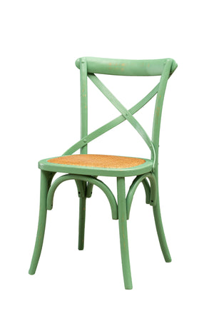Biscottini Sedia Thonet in massello di frassino e seduta rattan finitura Verde anticato L48xPR52xH88 cm