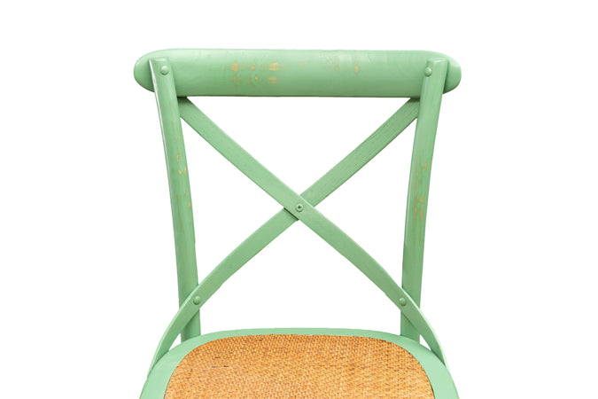 Biscottini Sedia Thonet in massello di frassino e seduta rattan finitura Verde anticato L48xPR52xH88 cm