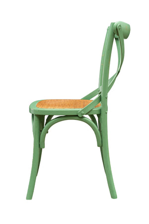 Biscottini Sedia Thonet in massello di frassino e seduta rattan finitura Verde anticato L48xPR52xH88 cm