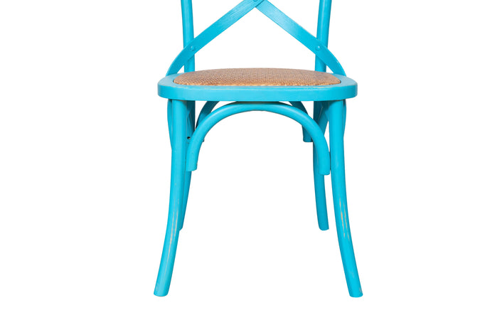 Biscottini Biscottini Sedia Thonet Massello Frassino Rattan Azzurro Anticato Design