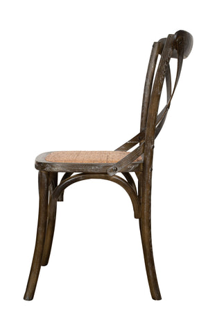 Biscottini Sedia Thonet in massello di frassino e seduta rattan finitura marrone anticato