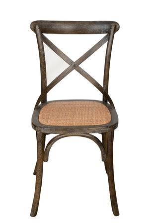 Biscottini Sedia Thonet in massello di frassino e seduta rattan finitura marrone anticato