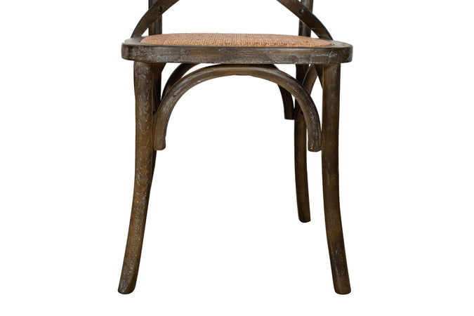 Biscottini Sedia Thonet in massello di frassino e seduta rattan finitura marrone anticato