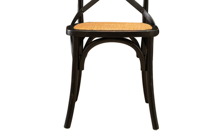 Biscottini Sedia Thonet in massello di frassino e seduta rattan finitura Nero anticato L48xPR52xH88 cm