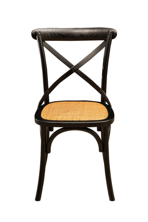 Biscottini Sedia Thonet in massello di frassino e seduta rattan finitura Nero L48xPR52xH88 cm