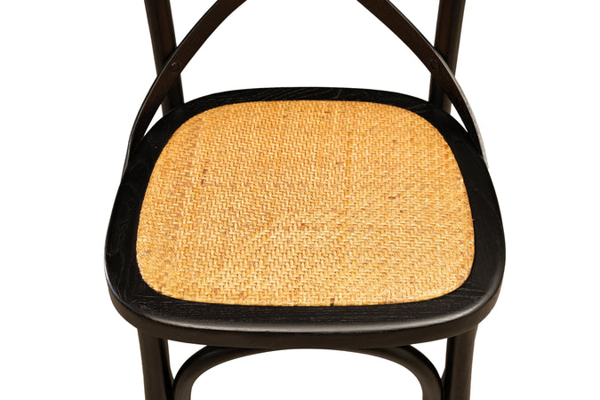 Biscottini Biscottini Sedia Thonet Vintage Nero Frassino Massello Rattan 48x52x88 Design