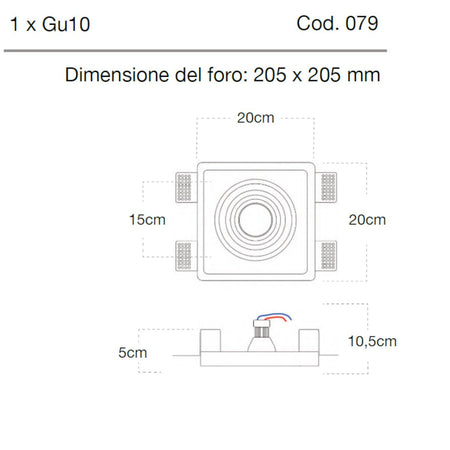 Faretto incasso Lampadari Bartalini YALLEV 079 GU10 LED gesso verniciabile