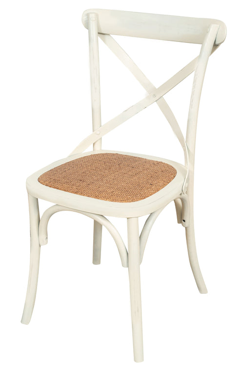 Biscottini Sedia Thonet in massello di frassino e seduta rattan finitura bianca anticata 48x52x88 cm
