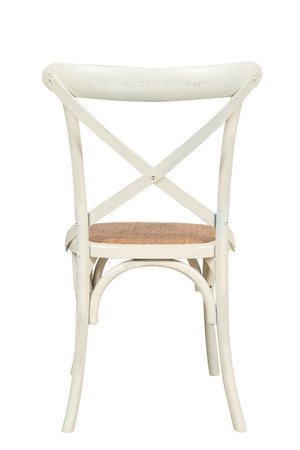 Biscottini Sedia Thonet in massello di frassino e seduta rattan finitura bianca anticata 48x52x88 cm