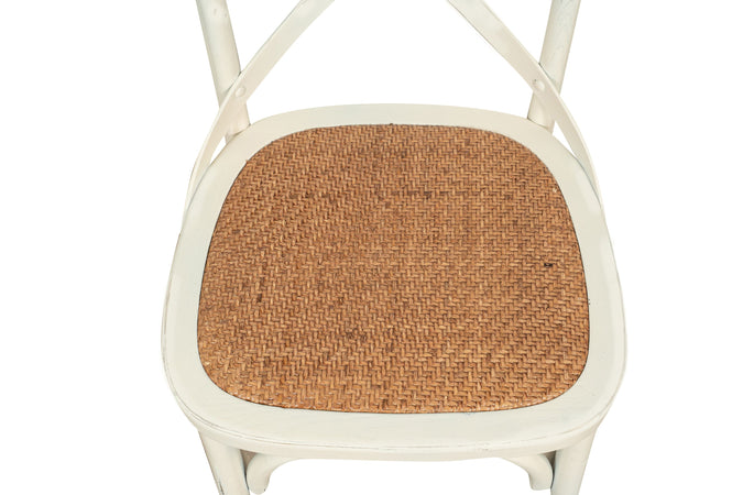 Biscottini Sedia Thonet in massello di frassino e seduta rattan finitura bianca anticata 48x52x88 cm