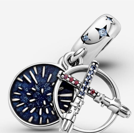 Pandora Star Wars, charm pendente doppio Spada laser