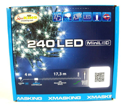 Catena lineare TLG 240 MiniLED BIANCO DIAM.3mm Reflex, Timer Memory Controller 8 giochi di luce selezionabili con Timer On-Off 8