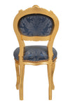 Biscottini Sedia poltroncina stile francese Luigi XVI in legno massello di faggio finitura oro e blu