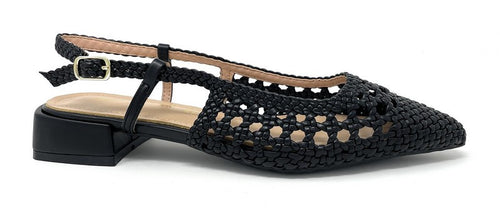 Francesco Milano slingback donna in rafia nero E08 04P