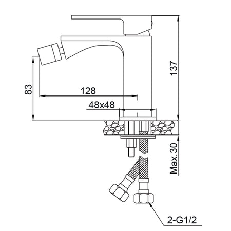 Miscelatore bidet quadrato design cromato TBOL