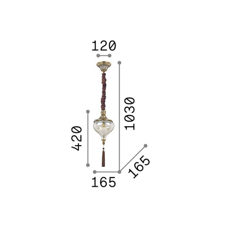 Sospensione Vintage-Decò Harem Metallo Ottone Brunito 1 Luce E27