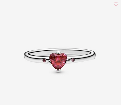 Pandora anello con cuore rosso scintillante