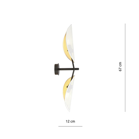 Applique 2 Luci Vene A Braccio In Acciao Nero Bianco E Oro