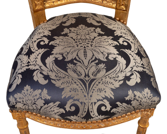 Biscottini Biscottini Sedia Poltroncina Stile Luigi XVI Faggio Foglia Oro Imbottita