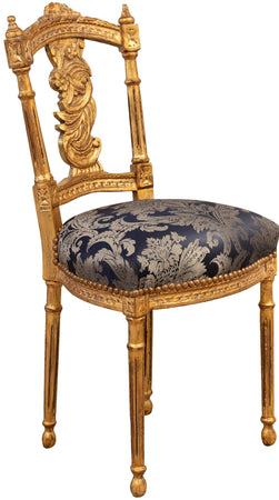 Biscottini Biscottini Sedia Poltroncina Stile Luigi XVI Faggio Foglia Oro Imbottita