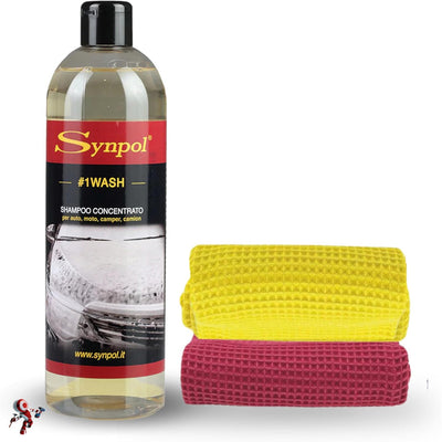 Synpol - Kit Shampoo Concentrato per Auto più 2 Panni in Microfibra