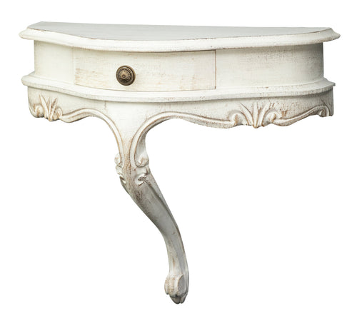 Biscottini Mensola a muro in legno finitura bianco anticato L43xPR21xH39 cm Made in Italy