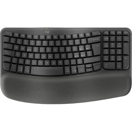 Logitech Wave Keys for Business, tastiera wireless ergonomica con supporto per i polsi imbottito, tecnologia Secure Logi Bolt, Bluetooth, compatibile con Windows/Mac/Chrome/Linux - Grafite (Logitech