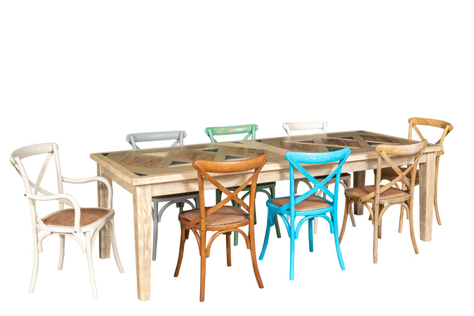 Biscottini Sedia Thonet in massello di frassino e seduta rattan finitura azzurro anticato