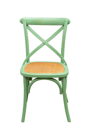 Biscottini Sedia Thonet in massello di frassino e seduta rattan finitura Verde anticato L48xPR52xH88 cm