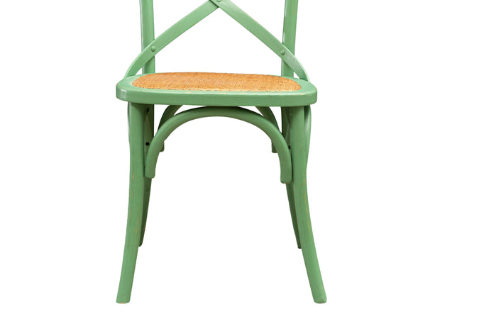 Biscottini Sedia Thonet in massello di frassino e seduta rattan finitura Verde anticato L48xPR52xH88 cm