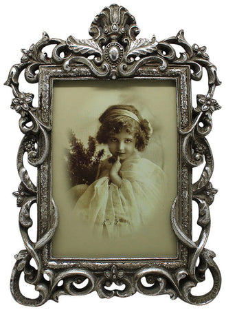 Biscottini Biscottini Portafoto da appoggio a cuore resina argento anticato 21x2x29 foto