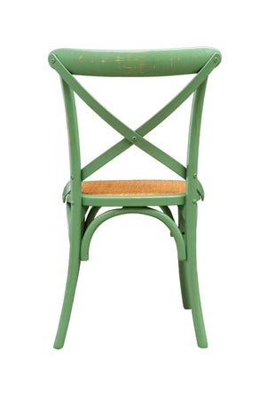Biscottini Sedia Thonet in massello di frassino e seduta rattan finitura Verde anticato L48xPR52xH88 cm
