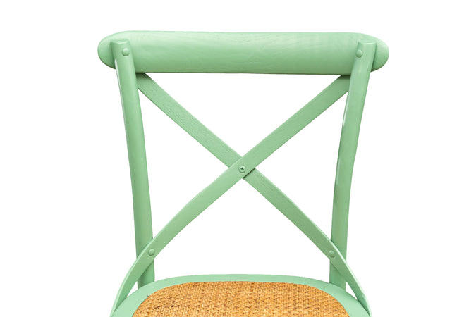 Biscottini Sedia Thonet in massello di frassino e seduta rattan finitura Verde L48xPR52xH88 cm