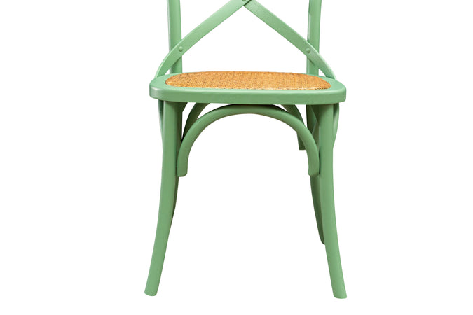 Biscottini Sedia Thonet in massello di frassino e seduta rattan finitura Verde L48xPR52xH88 cm
