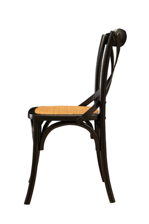 Biscottini Sedia Thonet in massello di frassino e seduta rattan finitura Nero L48xPR52xH88 cm