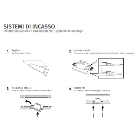 Faretto incasso Lampadari Bartalini OBUC 3 FP43 GX53 LED gesso verniciabile