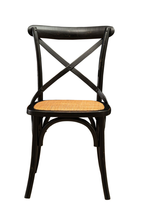 Biscottini Sedia Thonet in massello di frassino e seduta rattan finitura Nero L48xPR52xH88 cm