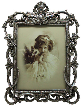 Biscottini Biscottini Portafoto Cuore Resina Argento Anticato 23,5x2x32 Foto 15x20 Arredo