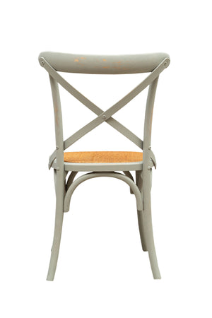 Biscottini Sedia Thonet in massello di frassino e seduta rattan finitura Grigio anticato L48xPR52xH88 cm