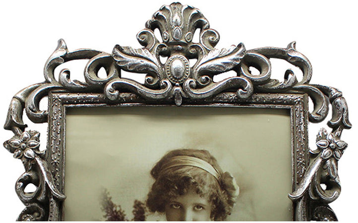 Biscottini Biscottini Portafoto Cuore Resina Argento Anticato 23,5x2x32 Foto 15x20 Arredo