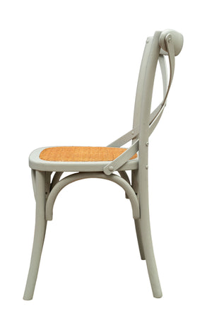 Biscottini Sedia Thonet in massello di frassino e seduta rattan finitura Grigio L48xPR52xH88 cm