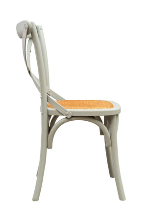Biscottini Sedia Thonet in massello di frassino e seduta rattan finitura Grigio L48xPR52xH88 cm