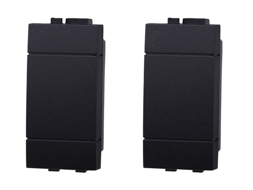 ETTROIT Set 2 Copritasti Copriforo Falso Polo 1P Nero Compatibile Con Bticino Living International