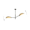 Lampadario 2 Luci Vene In Acciao Nero E Rattan Con Bracci Mobili