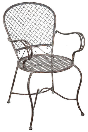 Biscottini Sedia poltrona con braccioli in ferro battuto finitura ruggine anticata 57x55x95 cm