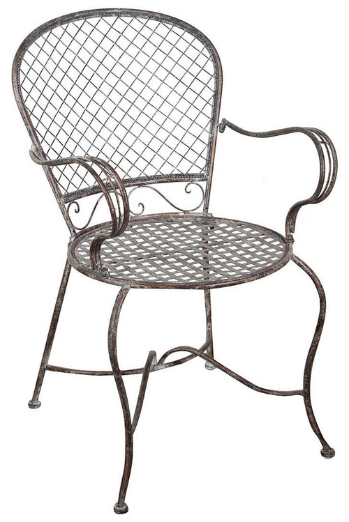 Biscottini Sedia poltrona con braccioli in ferro battuto finitura ruggine anticata 57x55x95 cm