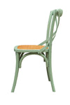 Biscottini Sedia Thonet in massello di frassino e seduta rattan finitura verde anticato L48xPR52xH88 cm