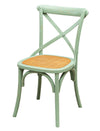 Biscottini Sedia Thonet in massello di frassino e seduta rattan finitura verde anticato L48xPR52xH88 cm
